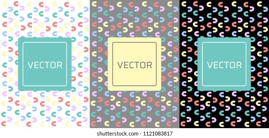 Set of colorful backgrounds. Vector seamless pattern with sprinkles. Collection of party cards and invitations.