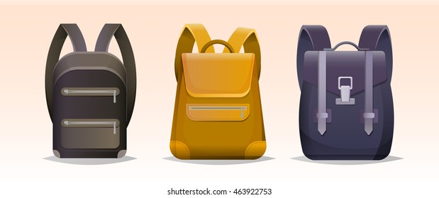 Set of colorful backpacks