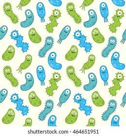Set of colorful bacteria in a repeat pattern
