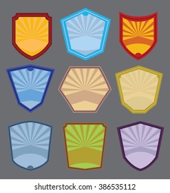 Set of colorful badges for template in vector.