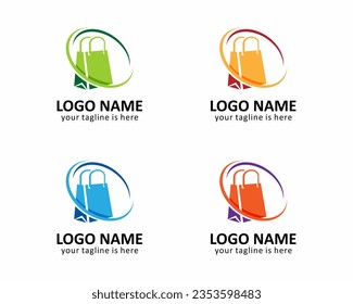 Set of colorful bag icon logo design. Collection of shopping bag and sale logo vector template