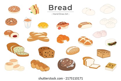 Set of Colorful Bakery Pastry Bread Bao Icons