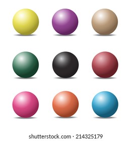 set of colorful ball glossy spheres on white. Vector illustration for design. 