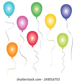 Set of colorful ballons on white background. Vector illustration.