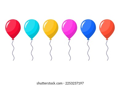 Set of colorful balloon vector illustrations isolated on white background