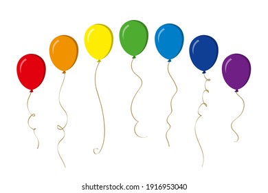 Set of colorful balloons in cartoon style isolated on white background. 