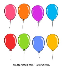 Set von bunten Ballons. Cartoon. Vektorgrafik