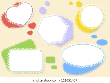 set of colorful balloons of different shapes with shadow