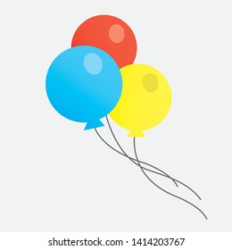 set of colorful  balloons    flat design style,. Happy Birthday, holidays, party concept, Trendy vector helium ballon symbol for website, web button, mobile app. Logo illustration.