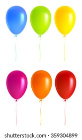  Set Colorful balloons. Isolated on white background