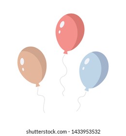 Set of colorful balloons isolated vector icons. Cartoon balloons for birthday party.