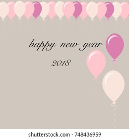 Set of colorful balloons for newyear card 2018,vector illustration