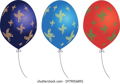 set of colorful balloons with patterns in op art style beautiful color combinations holiday concept