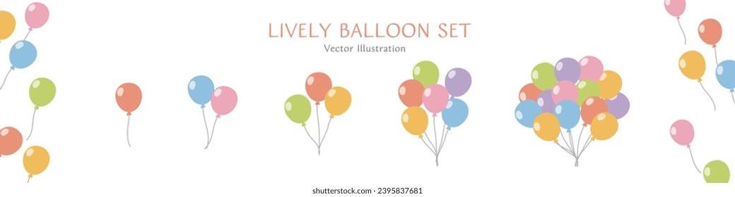 Set of colorful balloons in various combinations