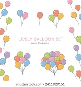 Juego de globos de colores en varias combinaciones
