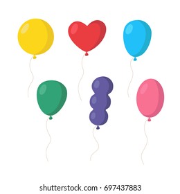 Set of colorful balloons various forms