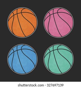 Set of colorful balls.Basketball ball. Vector. Colorful sport stickers.