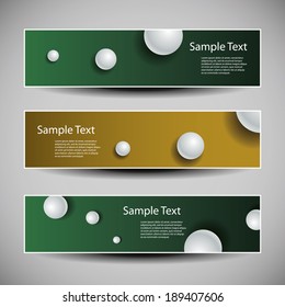 Set of Colorful Banner or Header Designs with White Balls