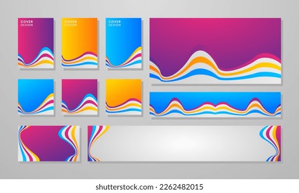 Set of colorful banners. Abstract background with violet, yellow and blues. for social media post, poster, web, landing, page, cover, ad, greeting, card, promotion. eps10