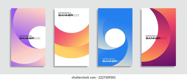 Set of colorful banners. Abstract dynamic gradient composition for business promotion, events, and social media posts. Vector template, 2023