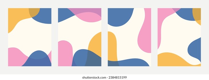 set of colorful banners. abstract liquid poster, pink and yellow background with blob shapes, modern abstract trendy design for cards, invitation, branding, banner, cover. Poster organic shapes 
