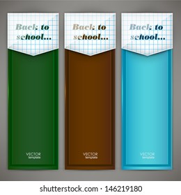 Set of colorful banners, arrows, bookmarks "Back to school"