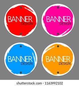 Set of colorful banners design template, app icons, vector illustration