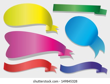 set of colorful banners of different shapes