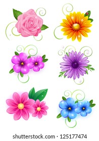 Set of colorful banners with flowers. Easy to edit. Perfect for invitations or announcements.