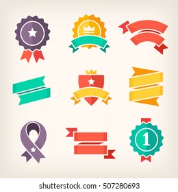 Set of colorful banners for promoting products on sale. Isolated vector ribbons and paper banners.