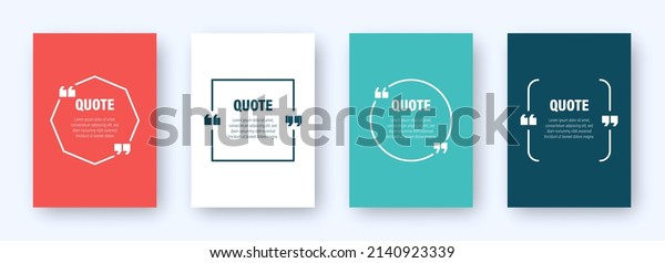 Set of colorful banners with quote
frames. Speech bubbles with quotation marks. Blank text box and
quotes. Blog post template. Vector
illustration.