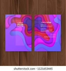 Set of colorful banners, size of a4, decoration with paper cut design. Vector illustration