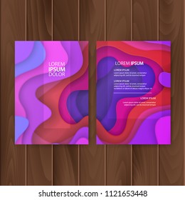 Set of colorful banners, size of a4, decoration with paper cut design. Vector illustration