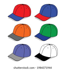 set of colorful baseball cap vector design
