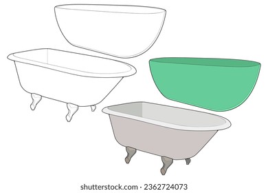 Conjunto de coloridos vectores de baño. Concepto vectorial de ícono de baño de bañera. colorido icono de baño. Vector Bathub y Shower. Ilustración Gráfica vectorial de la bañera. Símbolo de elemento de baño.
