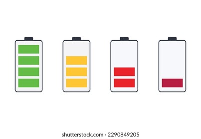 Set of Colorful Batteries with Different Power Indicators.
