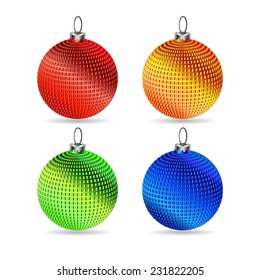 Set of colorful baubles on white background with shadows