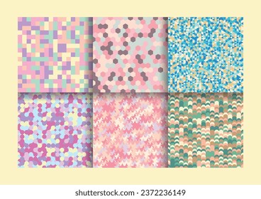 set of colorful bauhaus geometric pattern design banner template