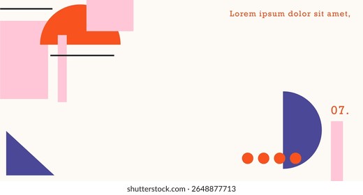 Set of colorful bauhaus poster background with geometric shape and line set. abstract pattern, design line art, trendy style. illustration with circle, square, triangle. design for cards, invitation	