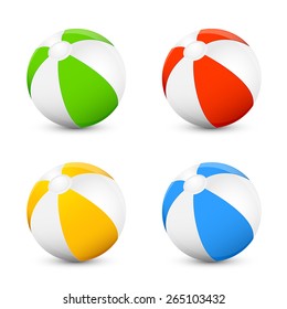 Set of colorful beach balls isolated on white background, illustration.