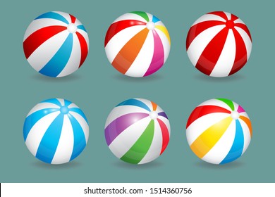 Set of colorful beach balls, vector illustration.