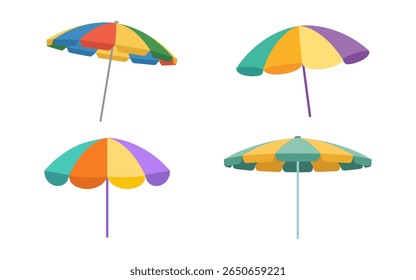 Conjunto de sombrillas de playa de colores