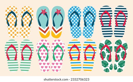 
Set of colorful beautiful beach slippers