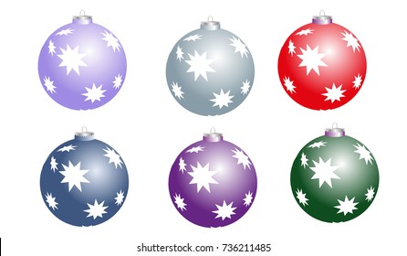 Set of colorful beautiful Christmas balls. Vector Illustration EPS10.