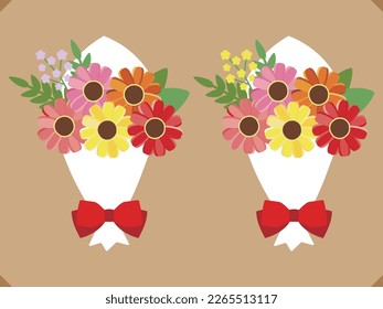 Set of colorful and beautiful gerbera illustration materials
