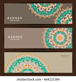 Set of colorful Beautiful mandala  ornament banners design