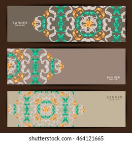 Set of colorful Beautiful mandala  ornament banners design