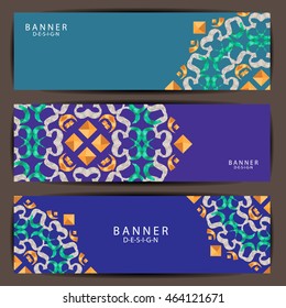 Set of colorful Beautiful mandala  ornament banners design