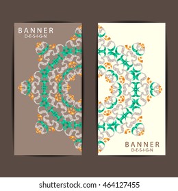 Set of colorful Beautiful mandala  ornament banners design