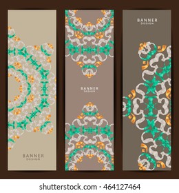 Set of colorful Beautiful mandala  ornament banners design
